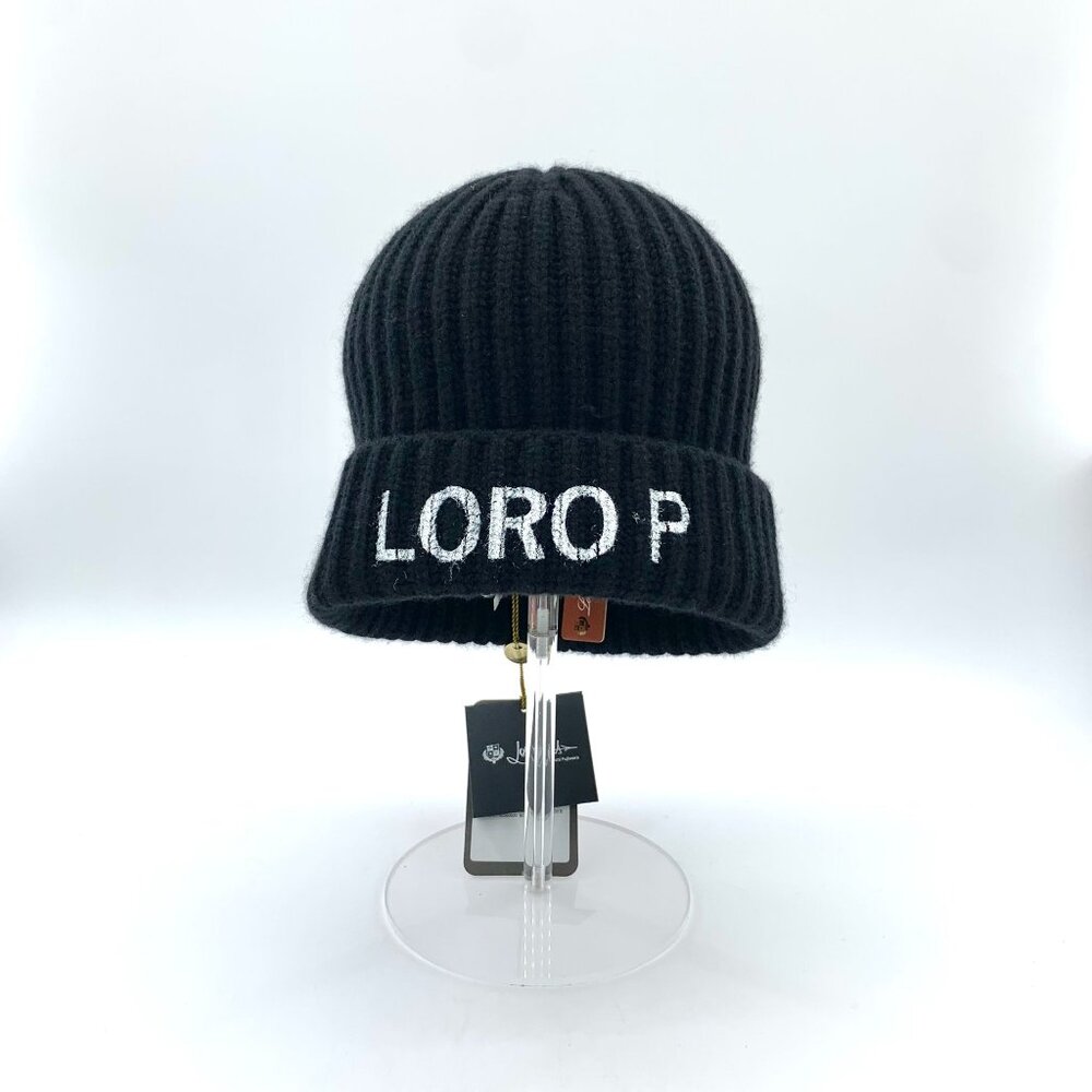 Loro Piana x Hiroshi Fujiwara Collaboration Black Logo Letter Print Cashmere Hat
